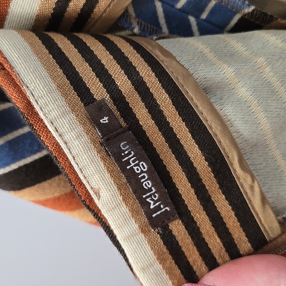 J. MCLAUGHLIN Womens Indigo Montecito Striped Chevron Side Skirt Size 4 💙🤎🧡 - Picture 7 of 9